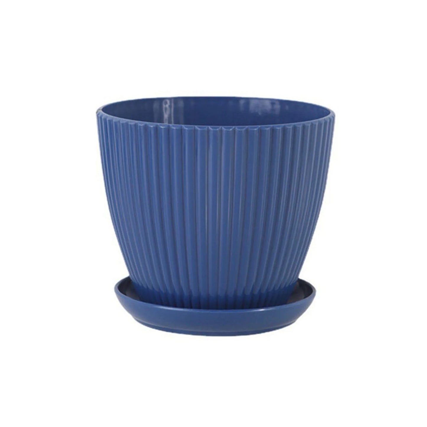 Pot de fleurs rond bleu fonce