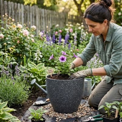 aménagement de Pot de fleur  dans le jardin