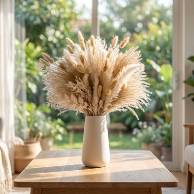 Bouquet de fleurs artificielles sur la table de salon 