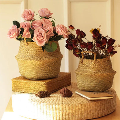 cache pot en osier décoratif