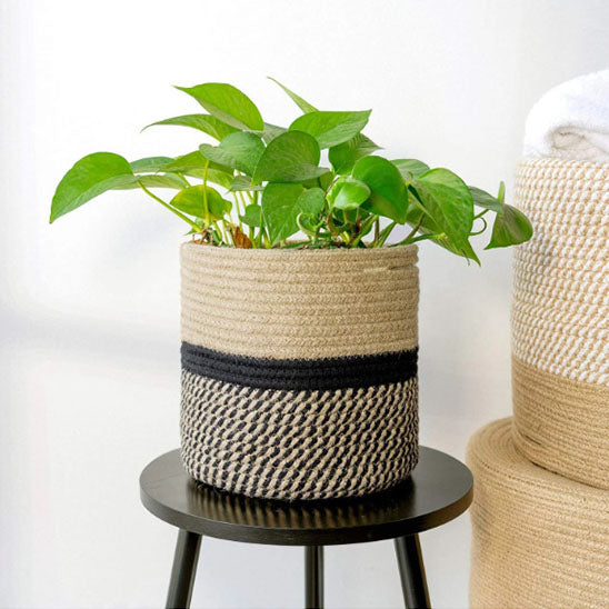 cache pots sur une  table