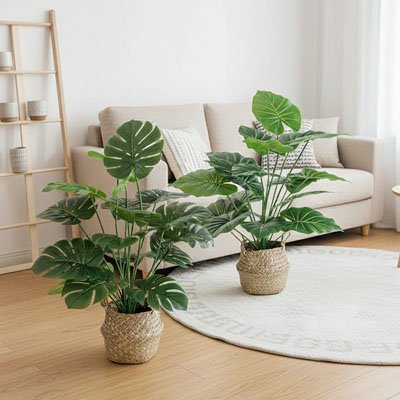 deux Plante artificielle décorent le salon
