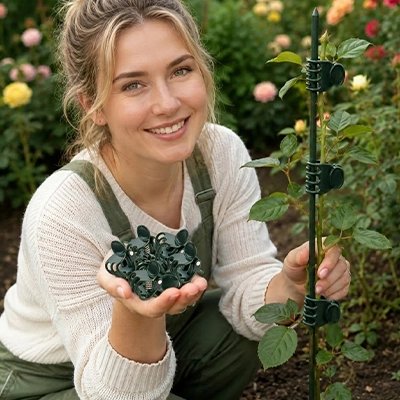 une femme qui tiens dans sa mains un Support plante grimpante
