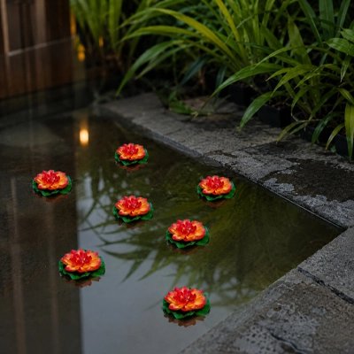 Fleurs artificielles de  nénuphar flotte dans un étang