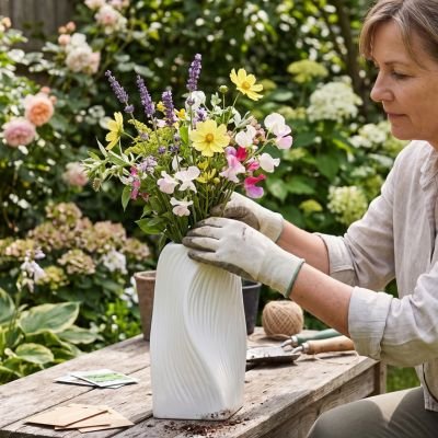 des fleurs dans un Vase met par une femme