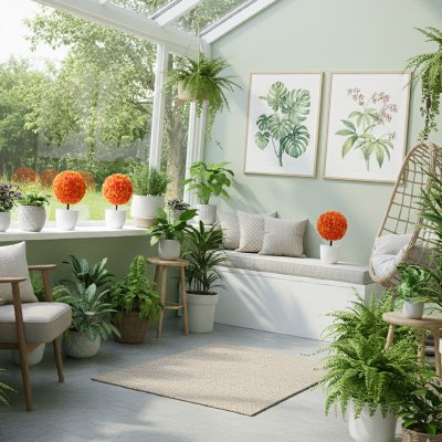 Plante artificielle dans la terrasse 