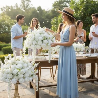 une Plante artificielle extérieur sur une table de soirée