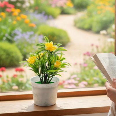 Plante artificielle de fleur jaune