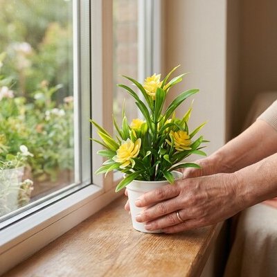Plante artificielle jaune