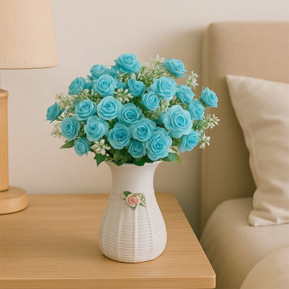 Plante artificielle rose bleu