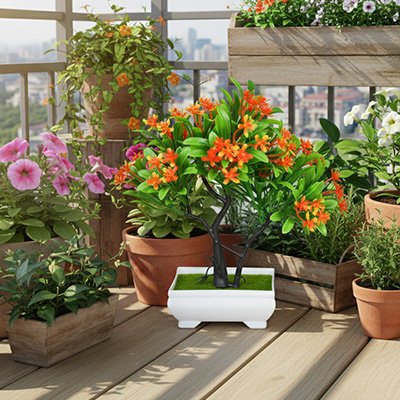 Plante artificielle sur le balcon