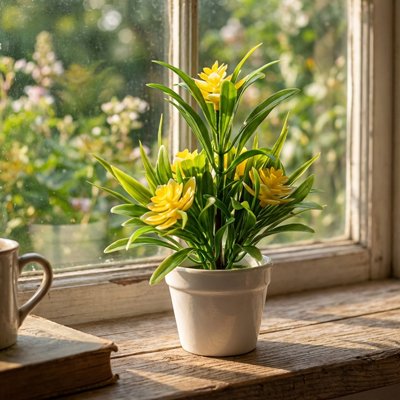 Plante artificielle sur le bord de la feniter 