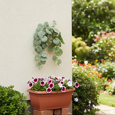 Plante artificielle tombante décore le mure de jardin 