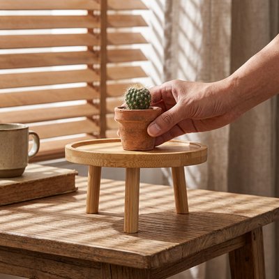 un pot de cactus sur un Support plante intérieur