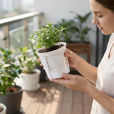 Pot de fleur sur le balcon