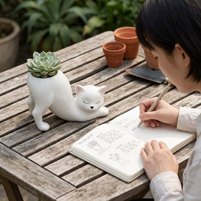 Pot de fleur sur une table dehors dans le jardin