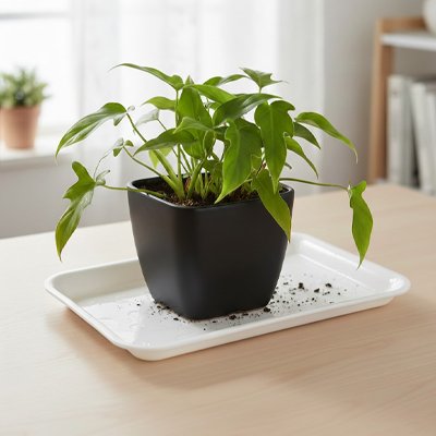 Soucoupe pour pot de fleur avec des plante