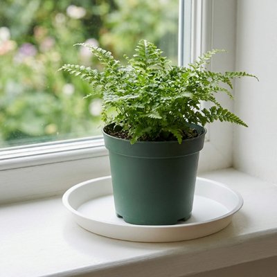 Soucoupe pour pot de fleur sur le bord de la fenêtre 
