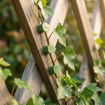 Support plante grimpante en forme de feuille accroche sur un bâton de bois 