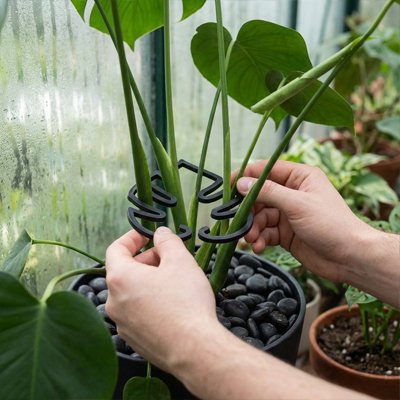Support plante grimpante en forme de feuille qui tient plusieurs tige 