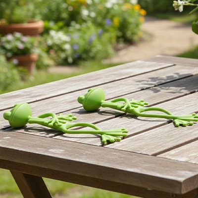 Support plante grimpante en forme de grenouille sur une table