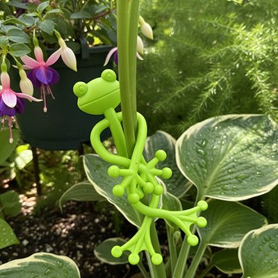 Support plante grimpante forme grenouille qui tient une plante