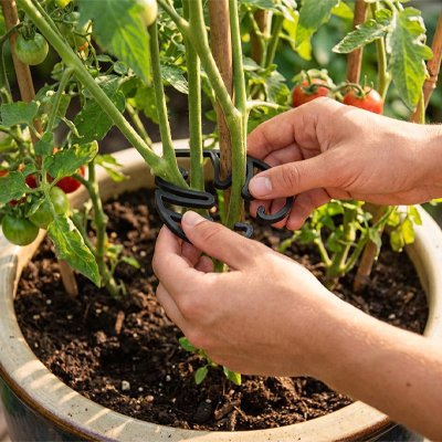 Support plante grimpante qui tient une plante de tomate