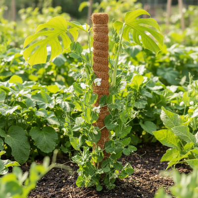 Tuteur plante qui tient petits pois en terre 