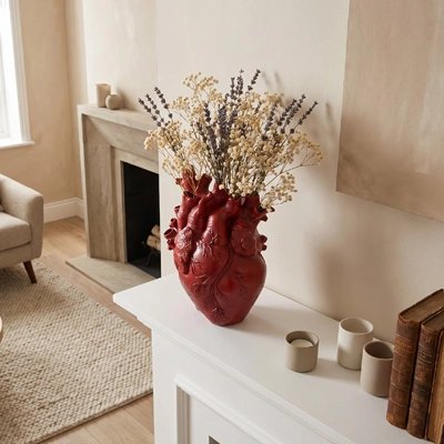 Vase en forme de coeur dans le salon